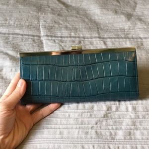 Teal Clutch Wallet Genuine Leather